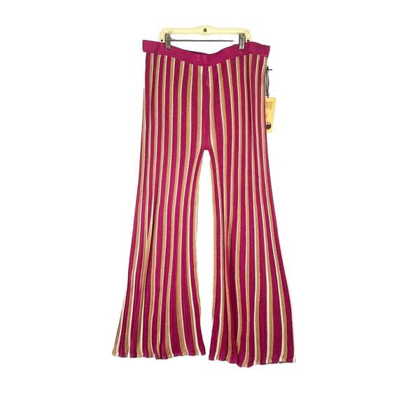 Unbranded Pants - Retro Style Flare‎ Stripe Wide Leg Pull On Pants Lightweight Beach Stretchy Mult